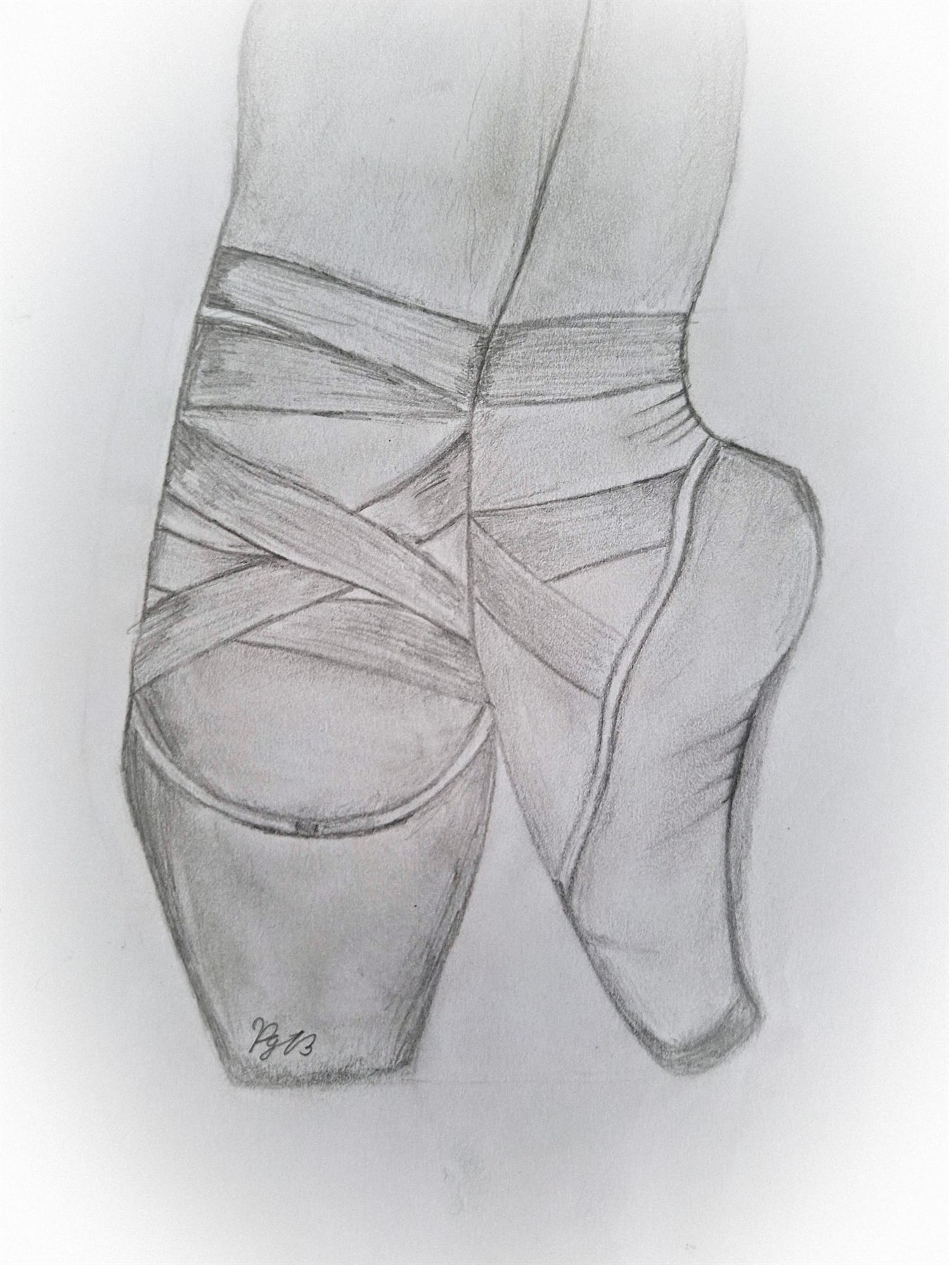 Beauty in pain, a hand-drawn pencil artwork of ballet shoes by PraiseGod